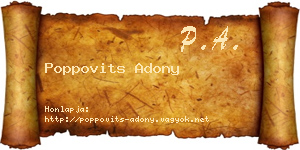 Poppovits Adony névjegykártya